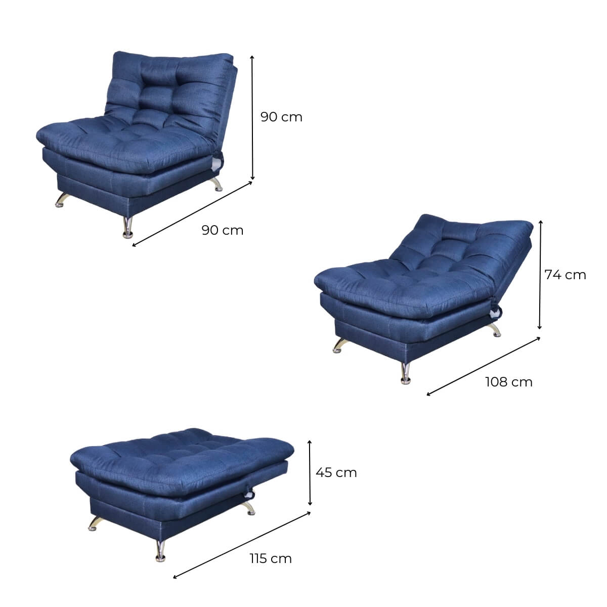 Medidas sillón ocasional moderno azul cerca de mi #color_marino