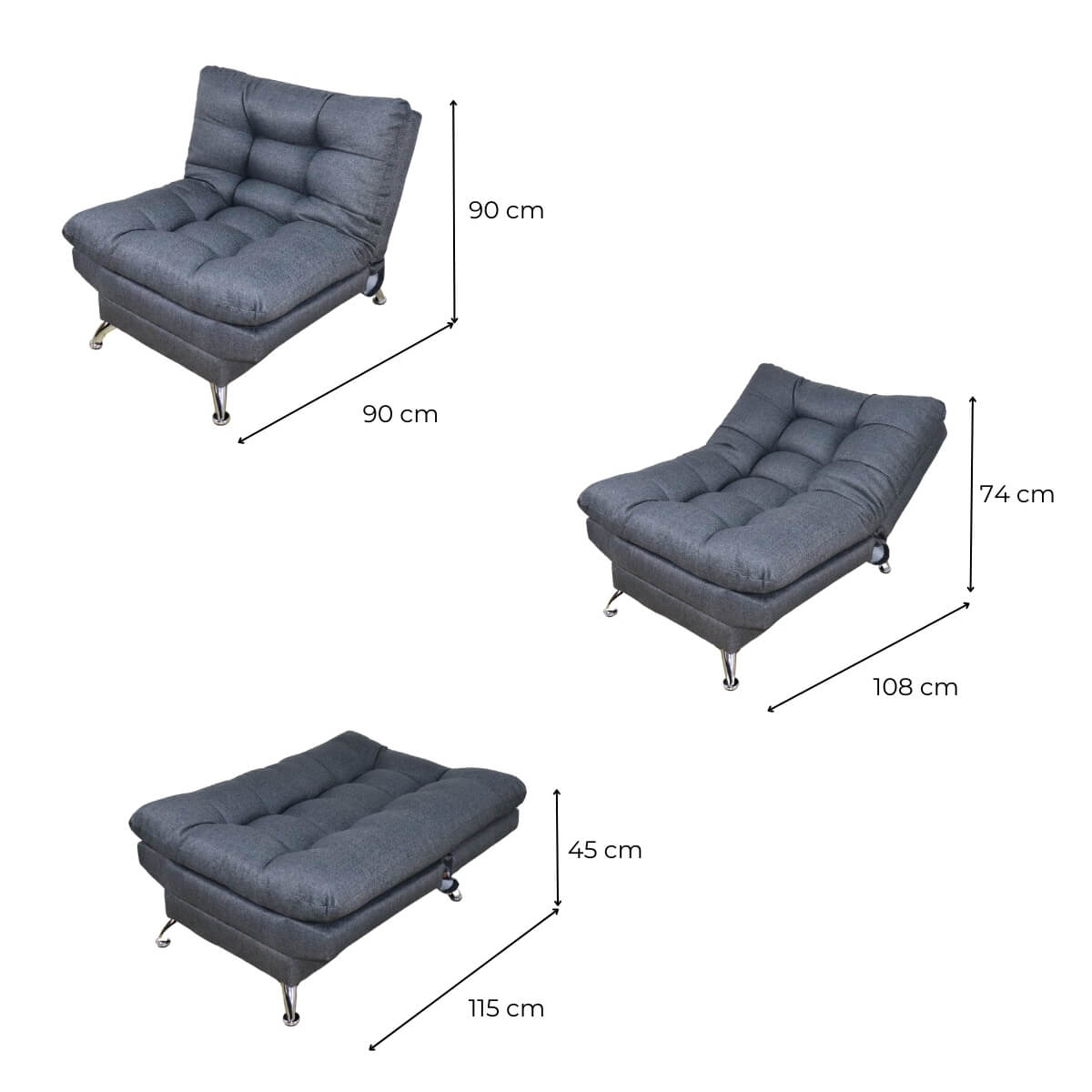 Medidas sillón ocasional moderno gris cerca de mi #color_oxford
