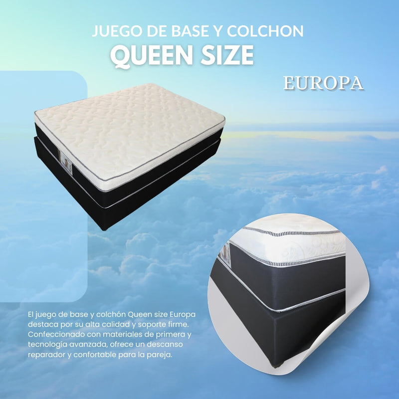 Set Queen Size Base Noruega + Colchón Europa