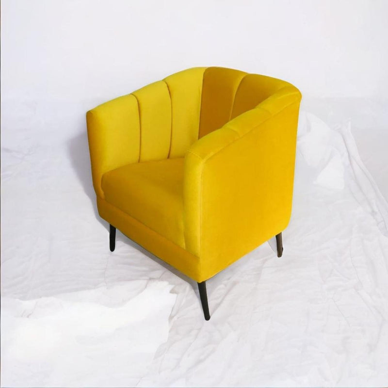 sillón ocasional terciopelo amarillo pequeño económico norval