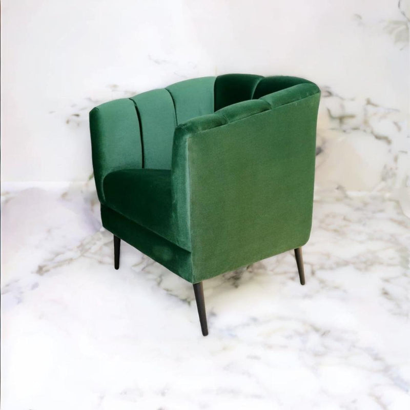 sillón ocasional terciopelo verde pequeño económico norval