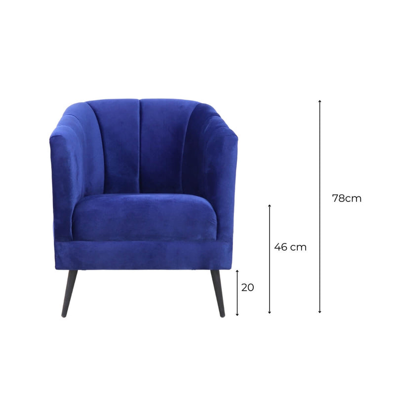comprar sillón ocasional terciopelo azul pequeño económico norval