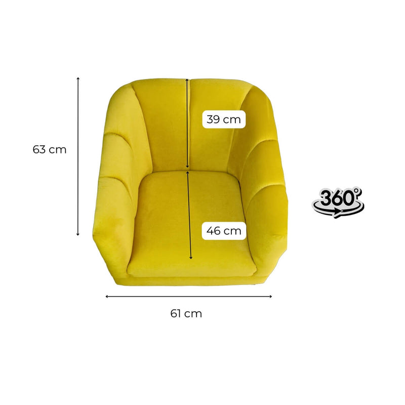Medidas sillón giratorio terciopelo mostaza pequeño económico norval