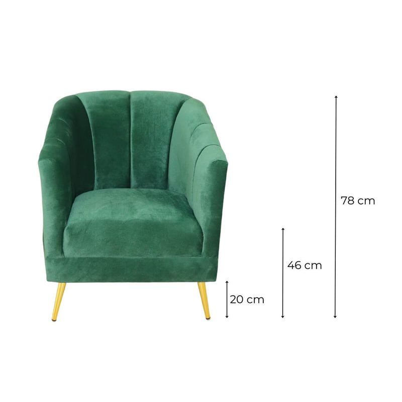 Medidas sillón verde pequeño económico norval