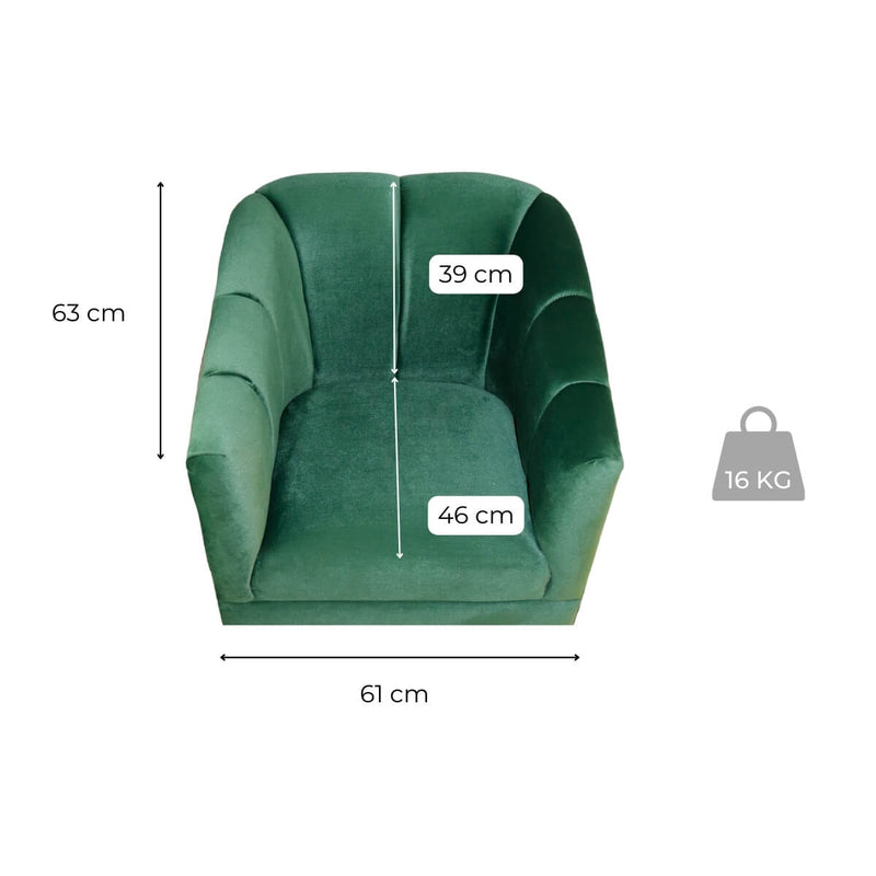 Medidas sillón ocasional terciopelo verde pequeño norval
