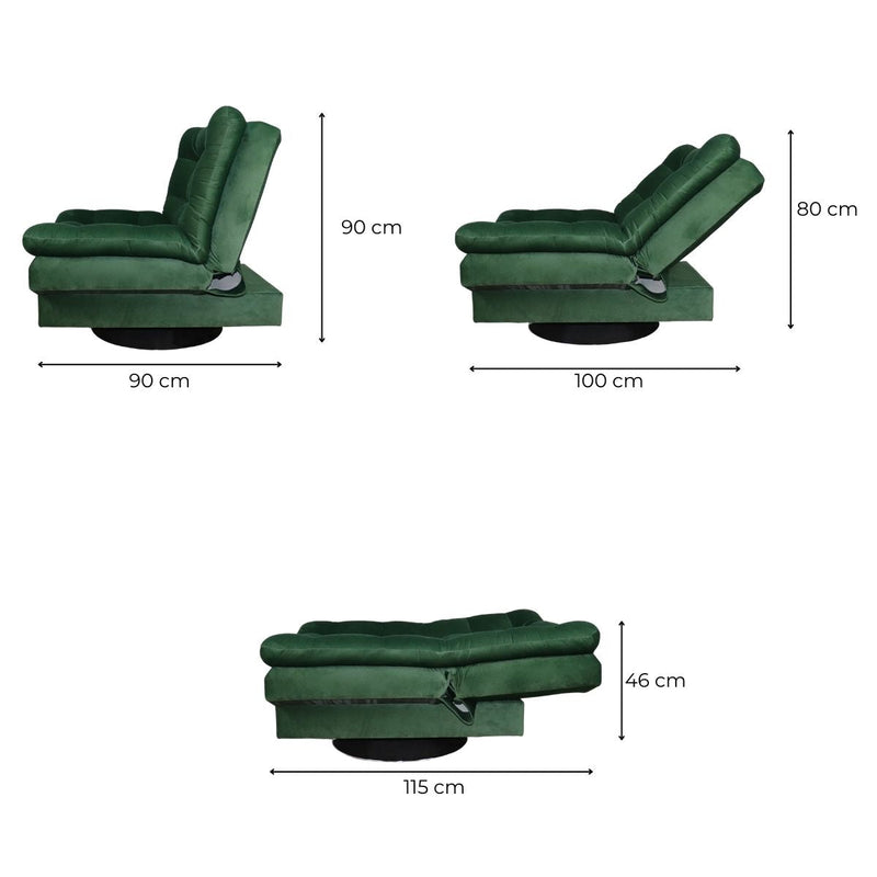 medidas sillón reclinable verde