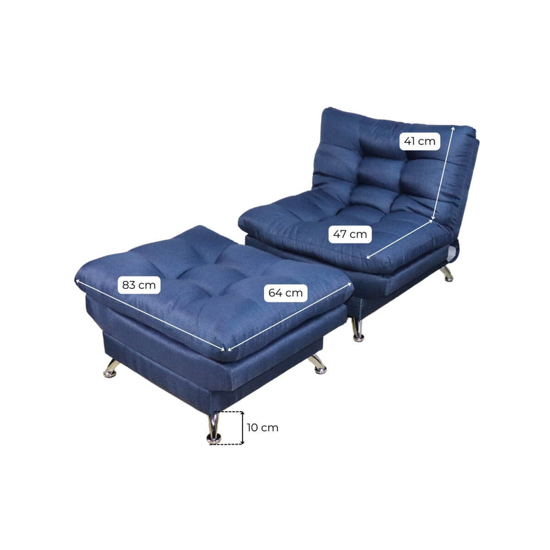 Medidas sillón gamer con taburete individual azul donde comprar cerca de mi norval