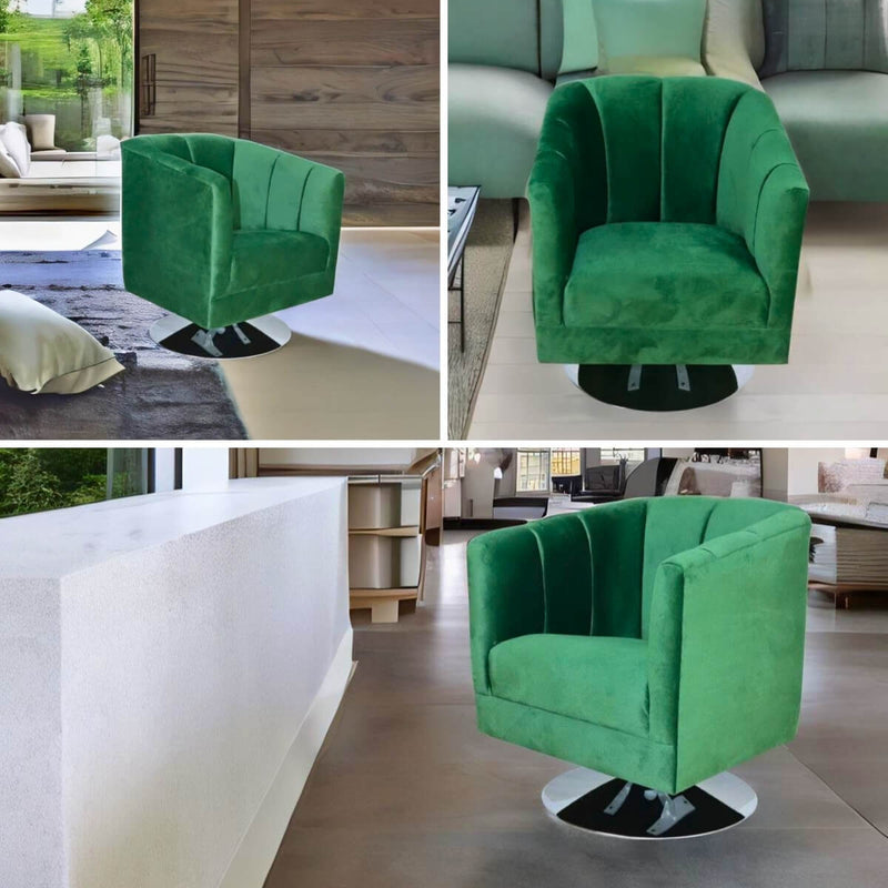 sillón giratorio terciopelo verde pequeño ocasional norval