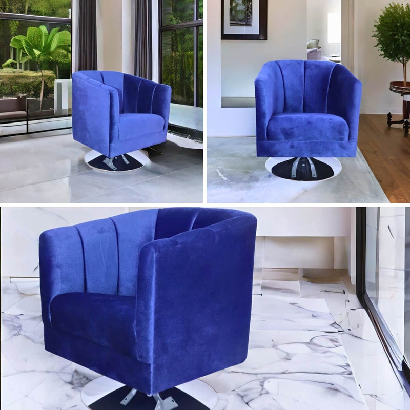 donde comprar sillón giratorio terciopelo azul pequeño económico norval