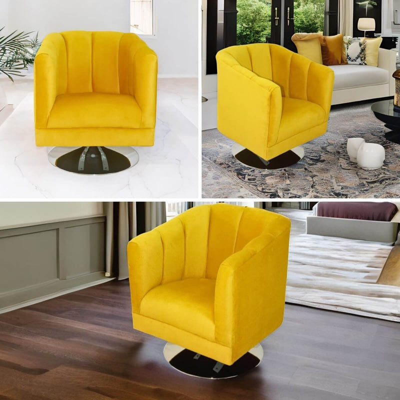 sillón ocasional terciopelo amarillo pequeño económico norval