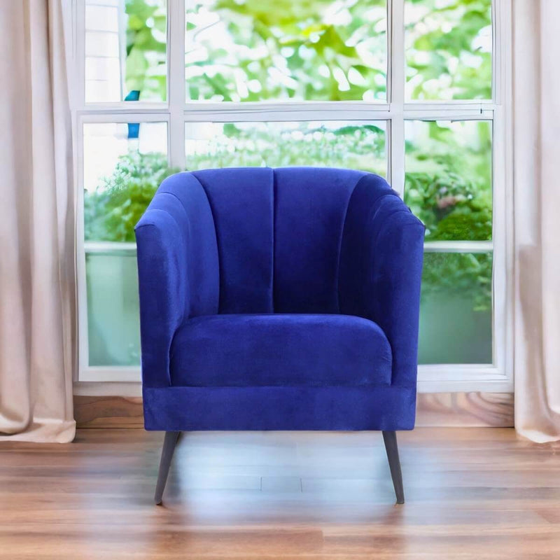 sillón ocasional terciopelo azul pequeño económico norval