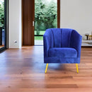 sillón individual en moderno terciopelo azul para sala norval