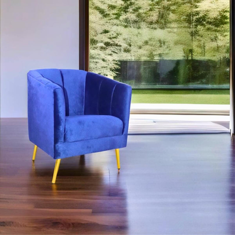 sillón individual minimalista terciopelo azul para sala norval