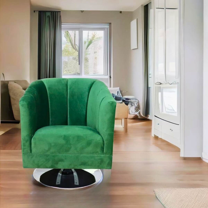 sillón giratorio pequeño terciopelo verde para sala norval