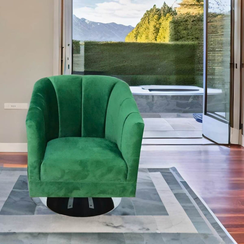 Donde comprar sillón giratorio terciopelo verde pequeño económico norval