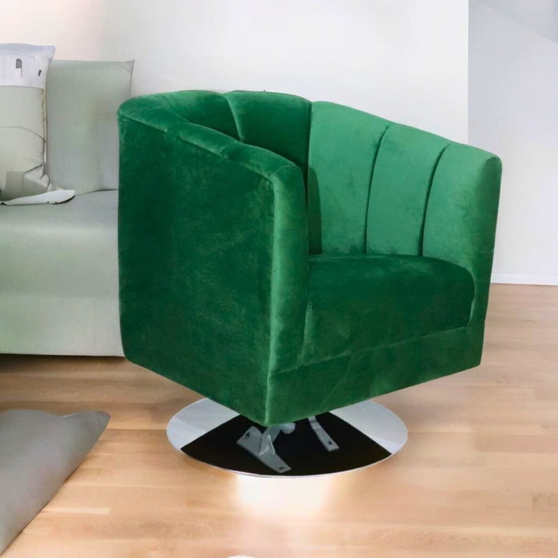 sillón giratorio moderno terciopelo verde para sala norval