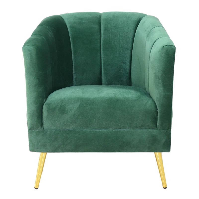 sillón ocasional terciopelo verde pequeño económico norval