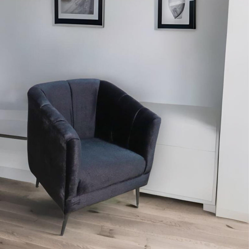 sillón ocasional terciopelo negro pequeño norval