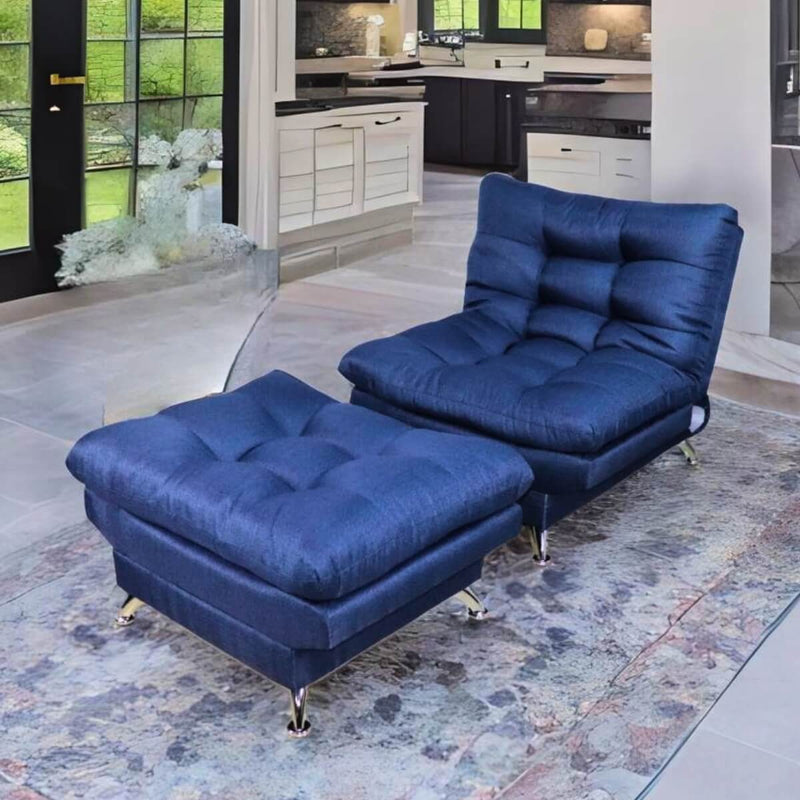 sillón cama con taburete individual azul donde comprar cerca de mi norval