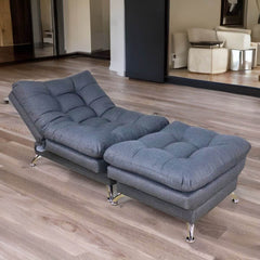 Sillón reclinable con ottoman en lino gris donde comprar cerca de mi norval #color_oxford