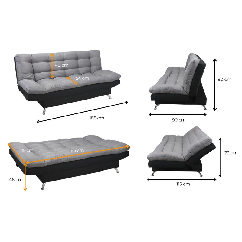 medidas sofá cama gris moderno