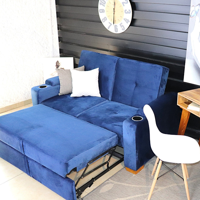 sofá con cama matrimonial moderno cómodo azul donde comprar cerca de mi precio ofertas