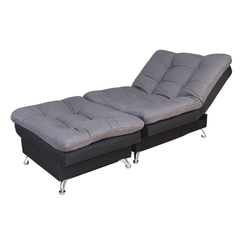 comprar sillón reclinable con taburete sofá cama individual gris negro moderno minimalista cómodo oferta cerca de mi