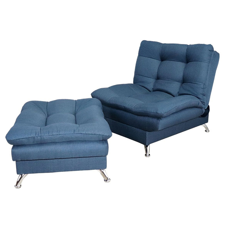 sillón con taburete individual azul donde comprar cerca de mi