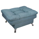 taburete azul otomano reposapiés cómodo moderno pequeño minimalista cerca de mi donde comprar